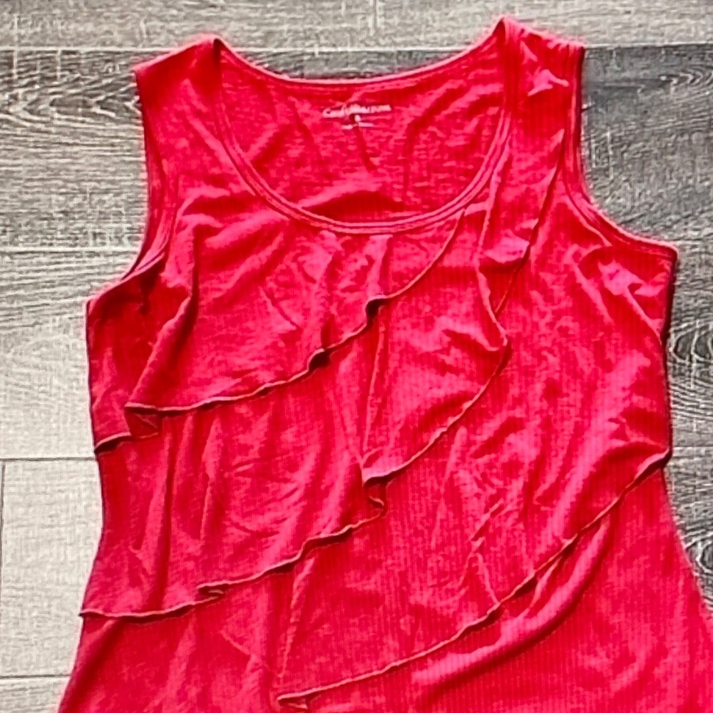 croft & barrow Bright Red Ruffle Scoop Tank